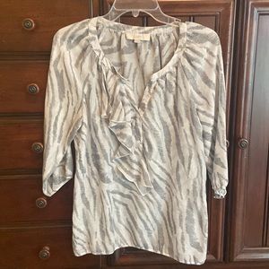 LOFT small grey and white zebra stripe blouse